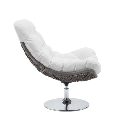 Brighton Wicker Rattan Outdoor Patio Swivel Lounge Chair - Light Gray White