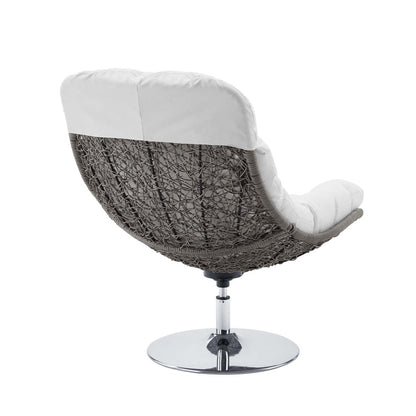 Brighton Wicker Rattan Outdoor Patio Swivel Lounge Chair - Light Gray White