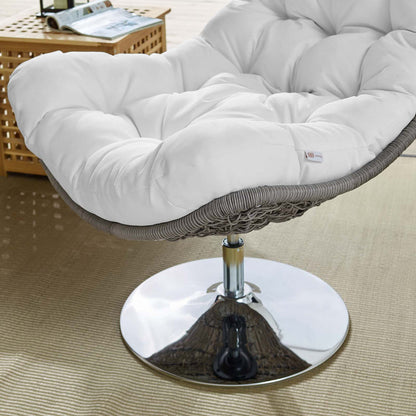 Brighton Wicker Rattan Outdoor Patio Swivel Lounge Chair - Light Gray White