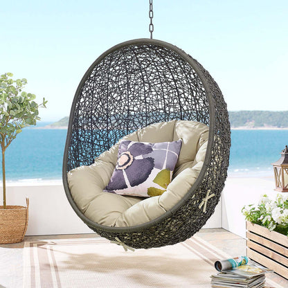 Hide Sunbrella® Fabric Swing Outdoor Patio Lounge Chair Without Stand - Gray Beige