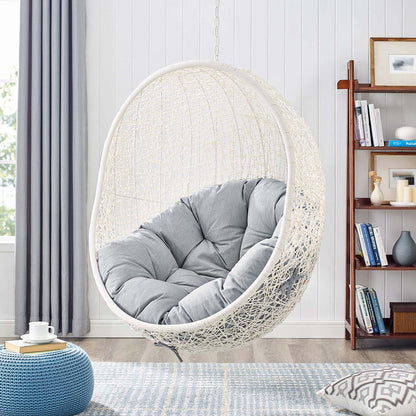 Hide Sunbrella® Fabric Swing Outdoor Patio Lounge Chair Without Stand - White Gray