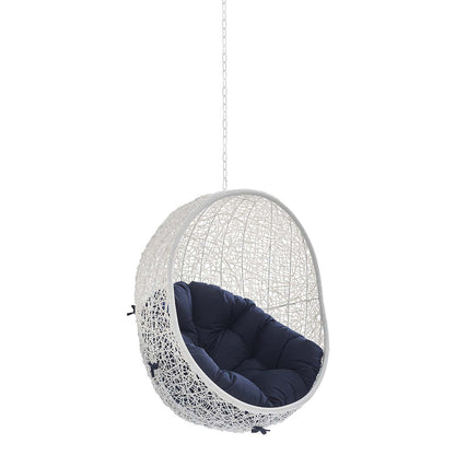 Hide Sunbrella® Fabric Swing Outdoor Patio Lounge Chair Without Stand - White Navy