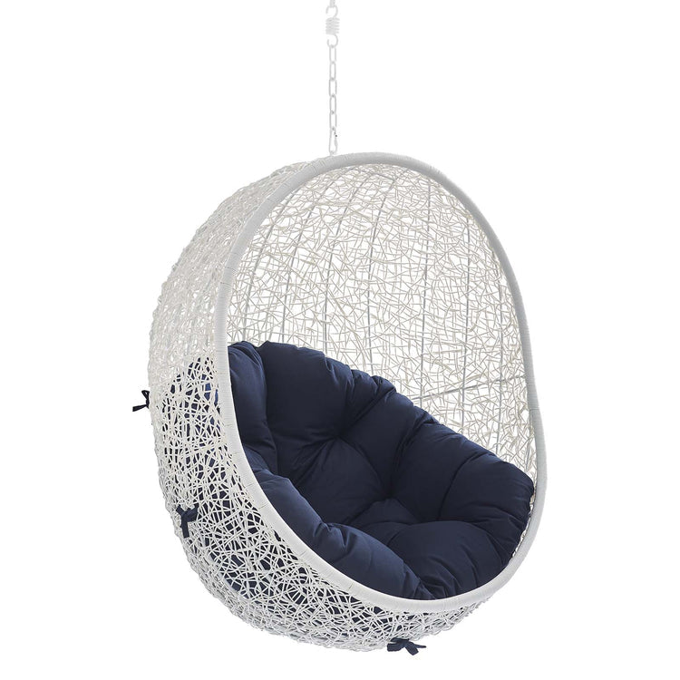 Hide Sunbrella® Fabric Swing Outdoor Patio Lounge Chair Without Stand - White Navy