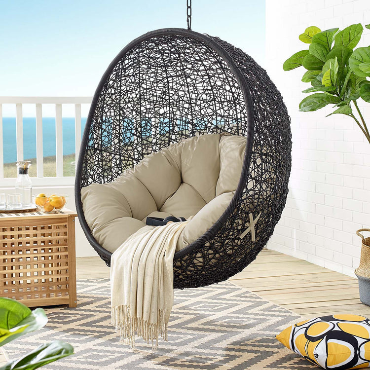 Encase Sunbrella® Fabric Swing Outdoor Patio Lounge Chair Without Stand - Black Beige