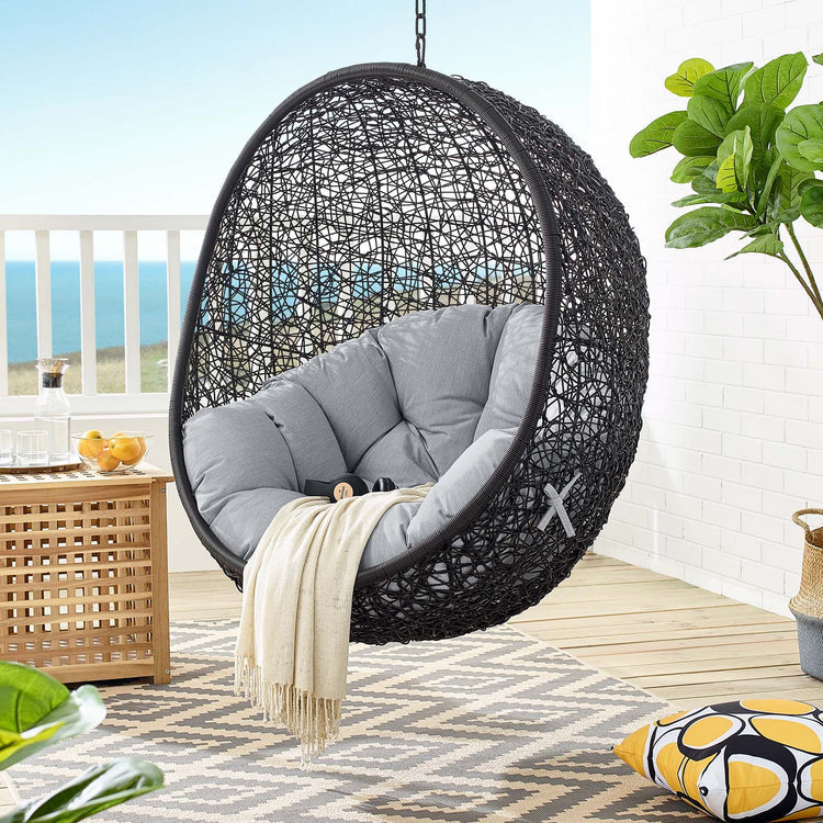 Encase Sunbrella® Fabric Swing Outdoor Patio Lounge Chair Without Stand - Black Gray