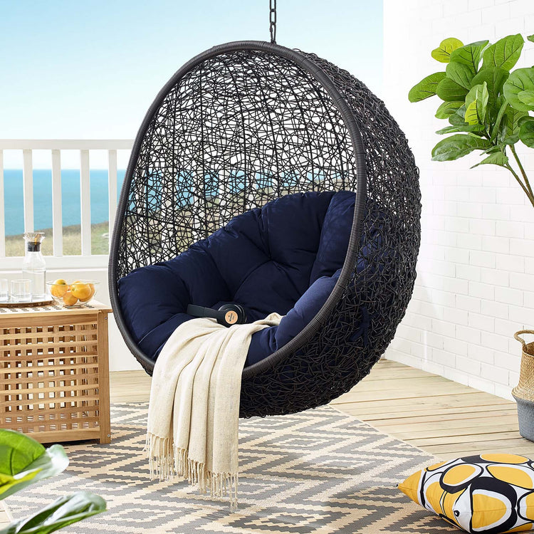 Encase Sunbrella® Fabric Swing Outdoor Patio Lounge Chair Without Stand - Black Navy