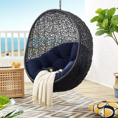 Encase Sunbrella® Fabric Swing Outdoor Patio Lounge Chair Without Stand - Black Navy