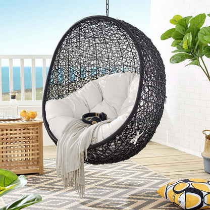 Encase Sunbrella® Fabric Swing Outdoor Patio Lounge Chair Without Stand - Black White