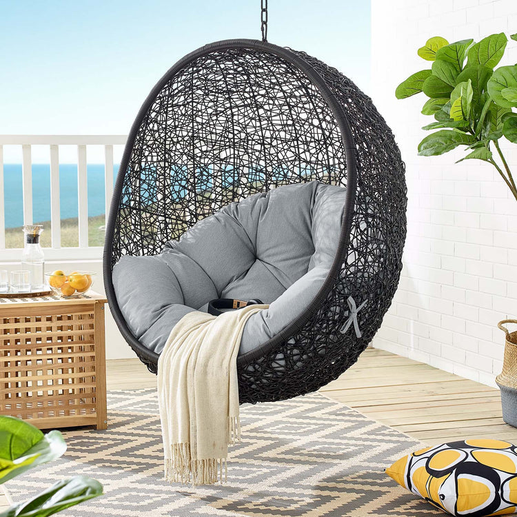 Encase Swing Outdoor Patio Lounge Chair Without Stand - Black Gray