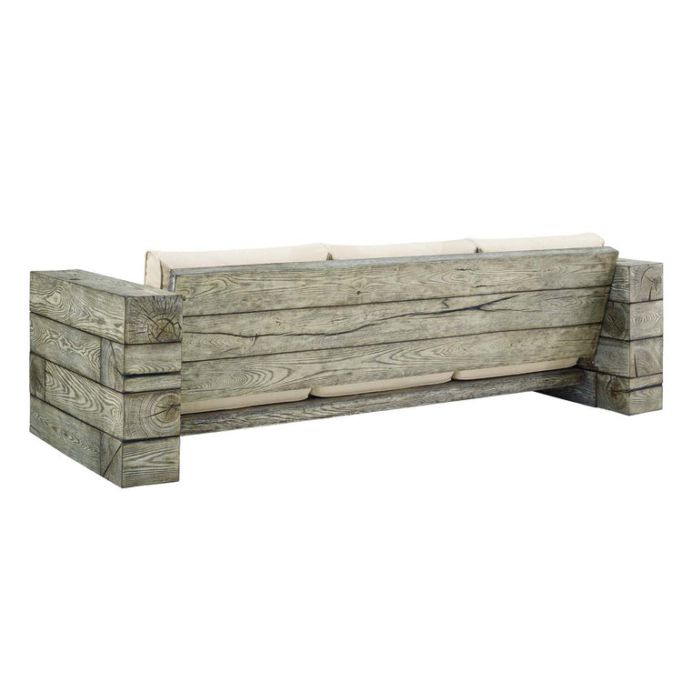 Manteo Rustic Coastal Outdoor Patio Sunbrella® Sofa and Fire Pit Set - Default Title