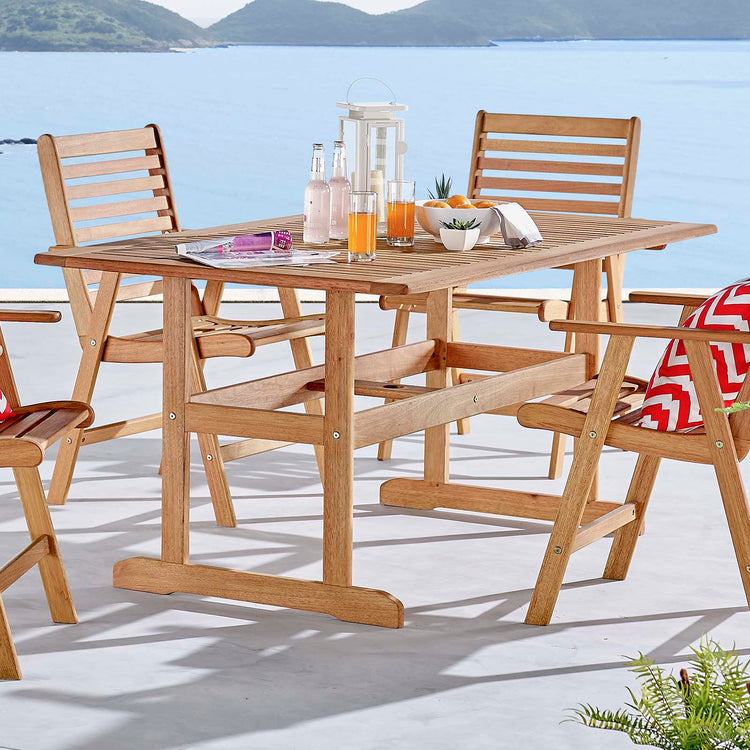 Hatteras 59" Rectangle Outdoor Patio Eucalyptus Wood Dining Table - Default Title