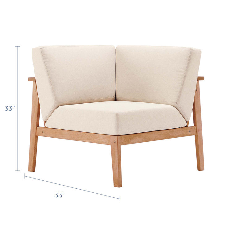 Sedona Outdoor Patio Eucalyptus Wood Sectional Sofa Corner Chair - Natural Taupe