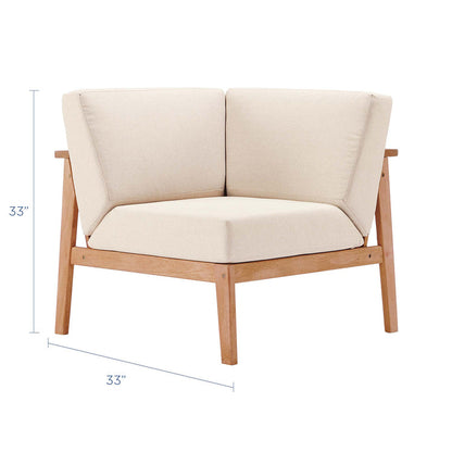 Sedona Outdoor Patio Eucalyptus Wood Sectional Sofa Corner Chair - Natural Taupe