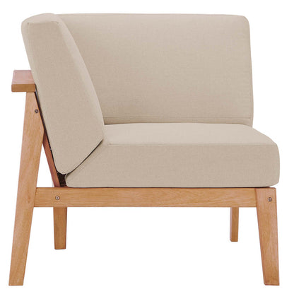 Sedona Outdoor Patio Eucalyptus Wood Sectional Sofa Corner Chair - Natural Taupe