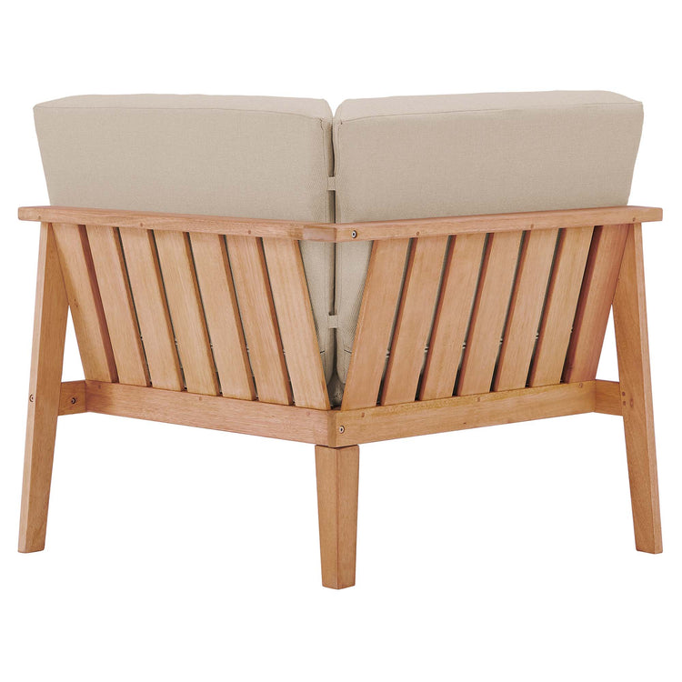 Sedona Outdoor Patio Eucalyptus Wood Sectional Sofa Corner Chair - Natural Taupe