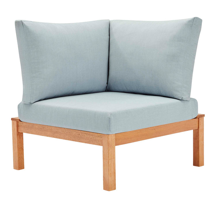 Freeport Karri Wood Sectional Sofa Outdoor Patio Corner Chair - Natural Light Blue