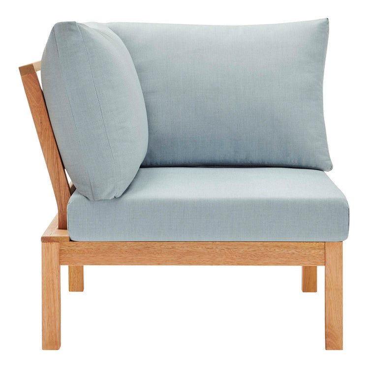 Freeport Karri Wood Sectional Sofa Outdoor Patio Corner Chair - Natural Light Blue
