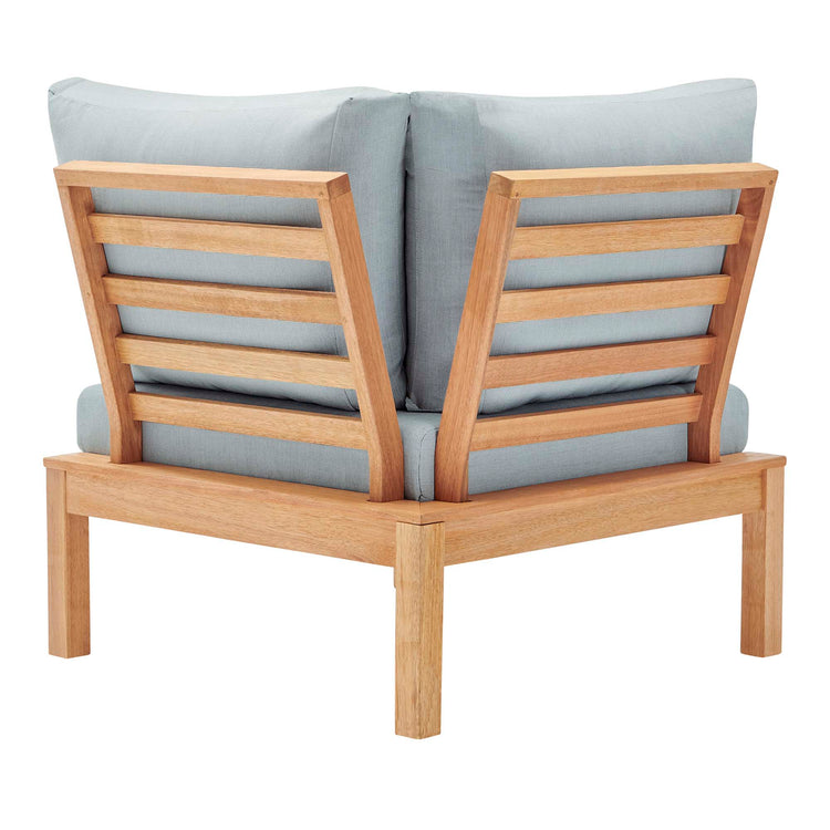 Freeport Karri Wood Sectional Sofa Outdoor Patio Corner Chair - Natural Light Blue