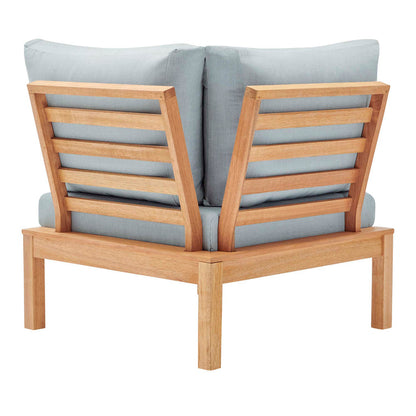 Freeport Karri Wood Sectional Sofa Outdoor Patio Corner Chair - Natural Light Blue