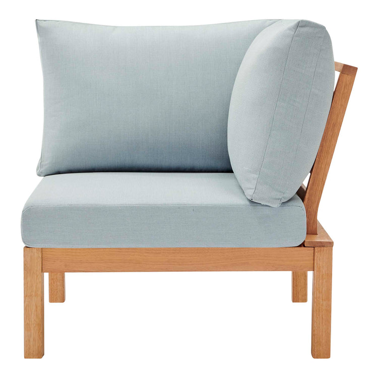 Freeport Karri Wood Sectional Sofa Outdoor Patio Corner Chair - Natural Light Blue
