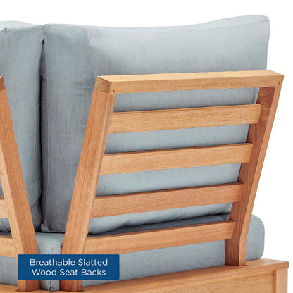 Freeport Karri Wood Sectional Sofa Outdoor Patio Corner Chair - Natural Light Blue
