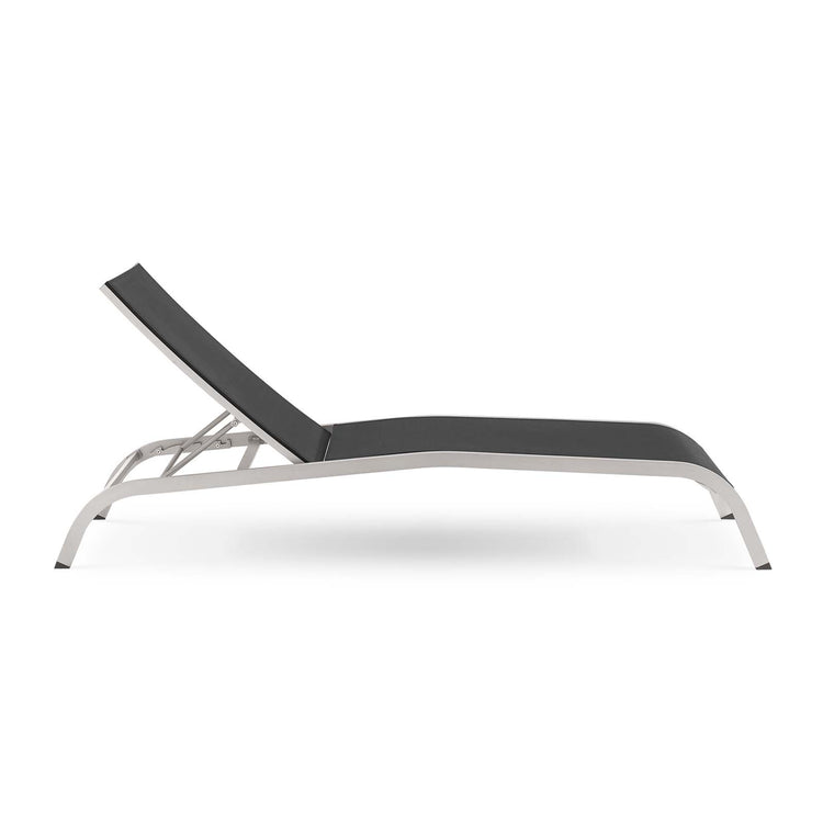 Savannah Mesh Chaise Outdoor Patio Aluminum Lounge Chair - Black