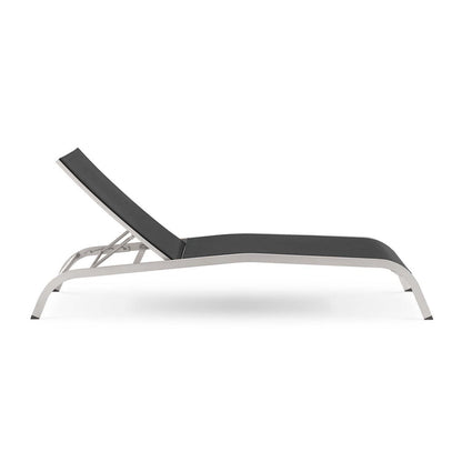 Savannah Mesh Chaise Outdoor Patio Aluminum Lounge Chair - Black