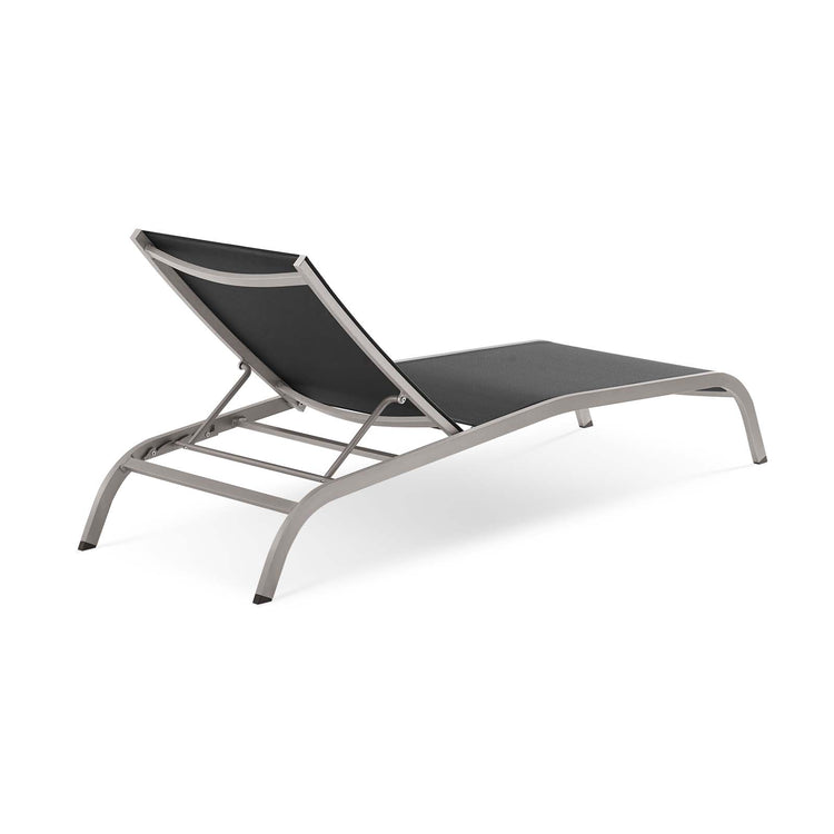 Savannah Mesh Chaise Outdoor Patio Aluminum Lounge Chair - Black