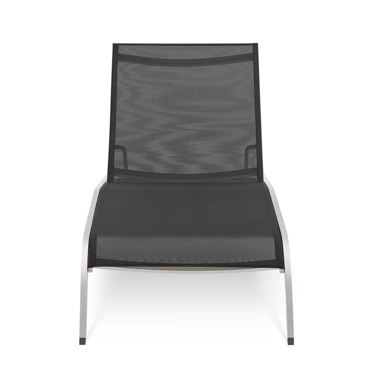 Savannah Mesh Chaise Outdoor Patio Aluminum Lounge Chair - Black