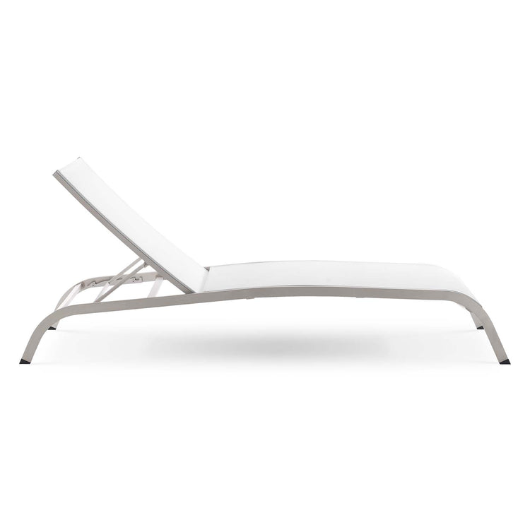 Savannah Mesh Chaise Outdoor Patio Aluminum Lounge Chair - White