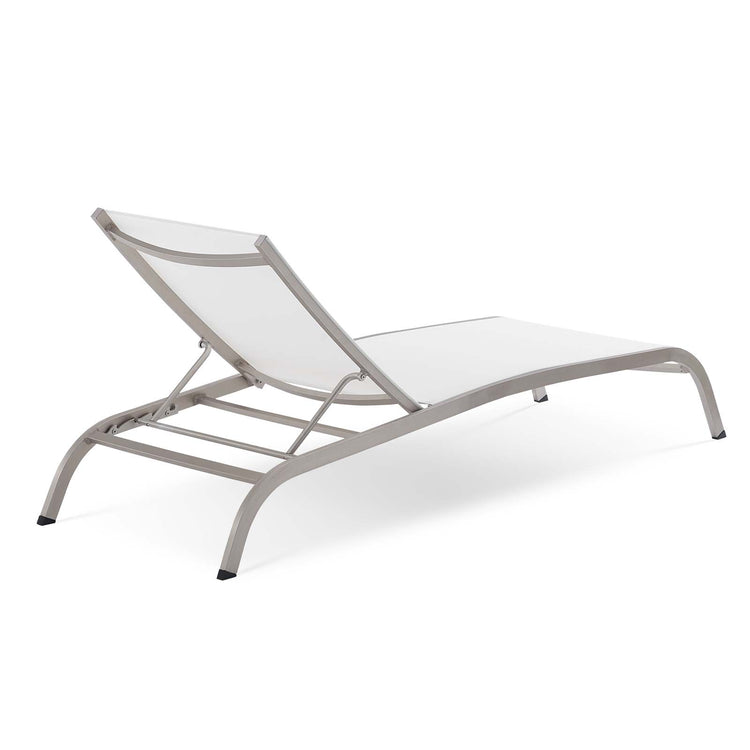 Savannah Mesh Chaise Outdoor Patio Aluminum Lounge Chair - White