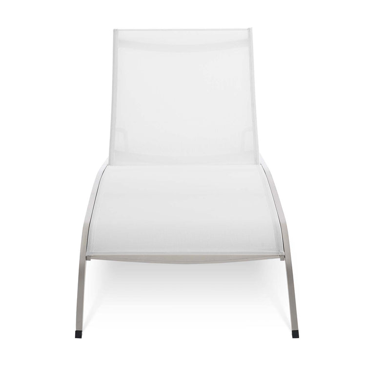 Savannah Mesh Chaise Outdoor Patio Aluminum Lounge Chair - White