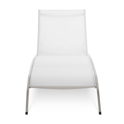 Savannah Mesh Chaise Outdoor Patio Aluminum Lounge Chair - White