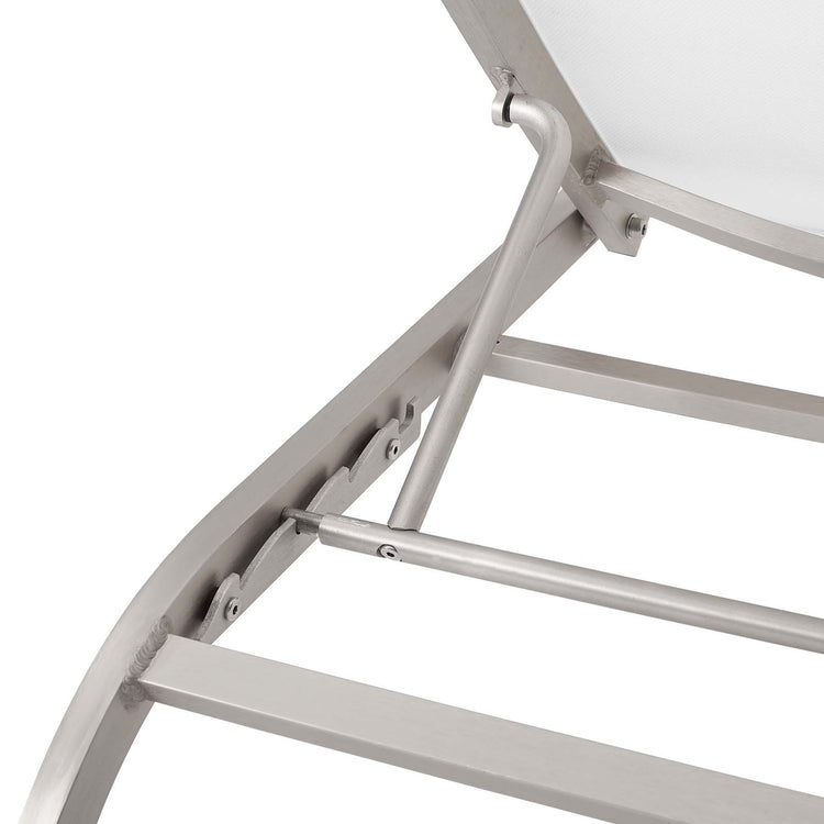 Savannah Mesh Chaise Outdoor Patio Aluminum Lounge Chair - White