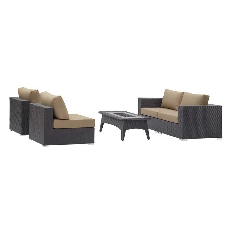 Convene 5 Piece Set Outdoor with Fire Pit - Espresso Mocha