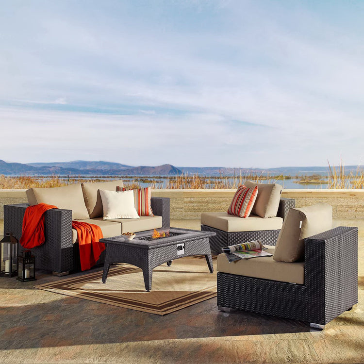Convene 5 Piece Set Outdoor with Fire Pit - Espresso Mocha