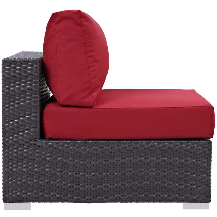 Convene 5 Piece Set Outdoor with Fire Pit - Espresso Red