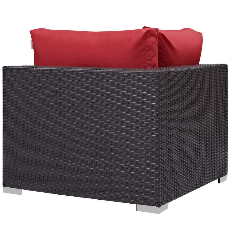Convene 5 Piece Set Outdoor with Fire Pit - Espresso Red