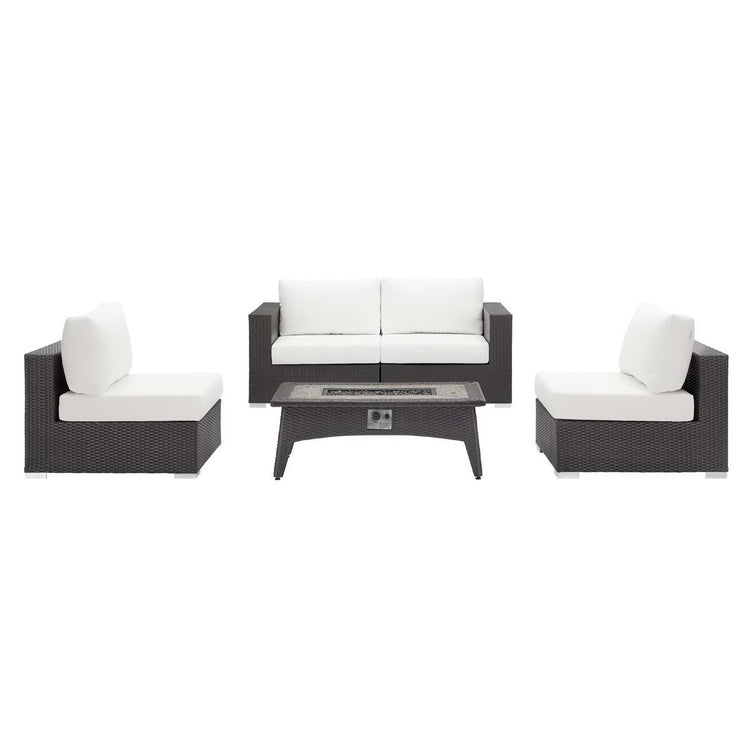 Convene 5 Piece Set Outdoor with Fire Pit - Espresso White