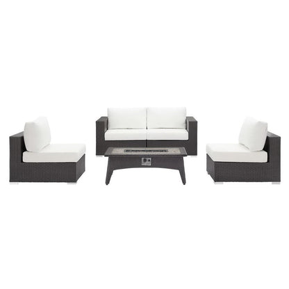 Convene 5 Piece Set Outdoor with Fire Pit - Espresso White