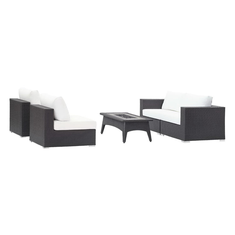 Convene 5 Piece Set Outdoor with Fire Pit - Espresso White