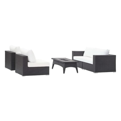 Convene 5 Piece Set Outdoor with Fire Pit - Espresso White