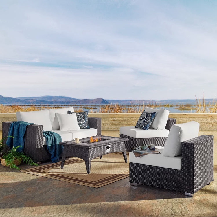 Convene 5 Piece Set Outdoor with Fire Pit - Espresso White