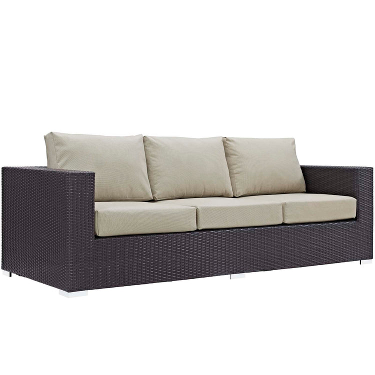 Convene 3 Piece Set Outdoor Patio with Fire Pit - Espresso Beige