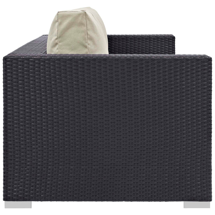 Convene 3 Piece Set Outdoor Patio with Fire Pit - Espresso Beige
