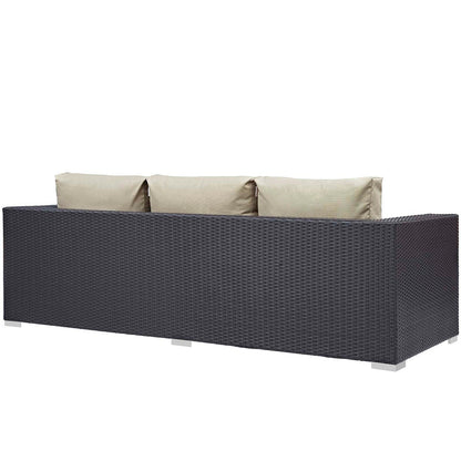 Convene 3 Piece Set Outdoor Patio with Fire Pit - Espresso Beige