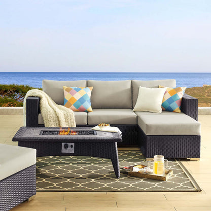 Convene 3 Piece Set Outdoor Patio with Fire Pit - Espresso Beige