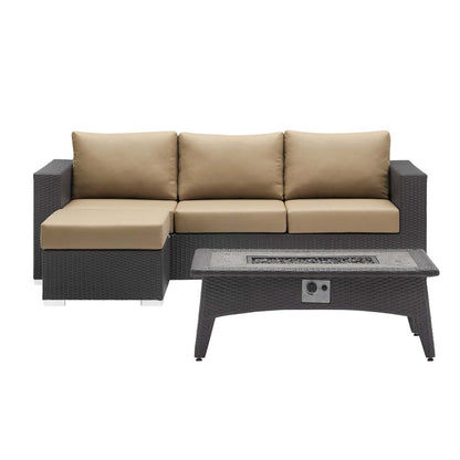 Convene 3 Piece Set Outdoor Patio with Fire Pit - Espresso Mocha