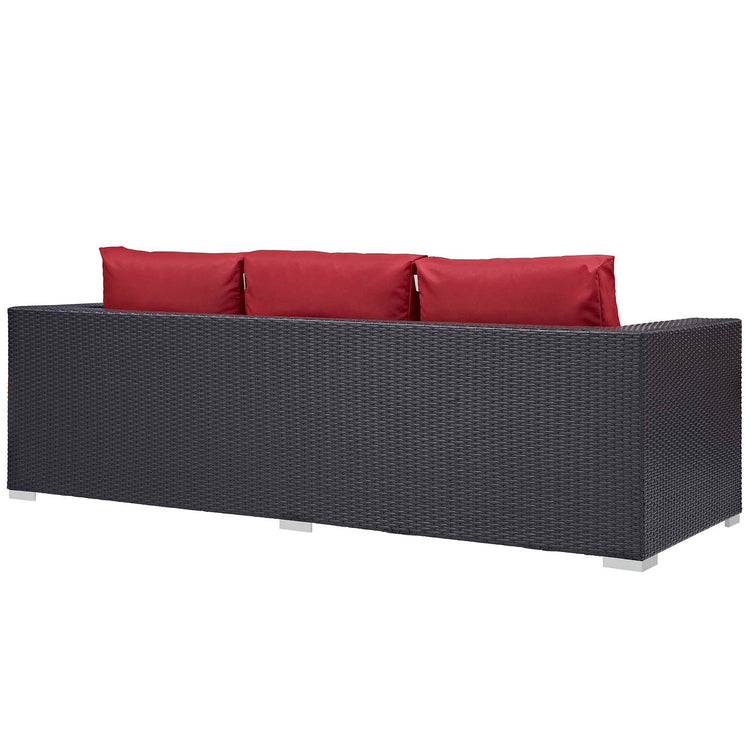 Convene 3 Piece Set Outdoor Patio with Fire Pit - Espresso Red