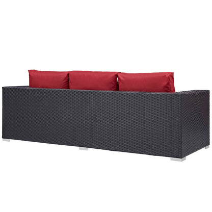 Convene 3 Piece Set Outdoor Patio with Fire Pit - Espresso Red